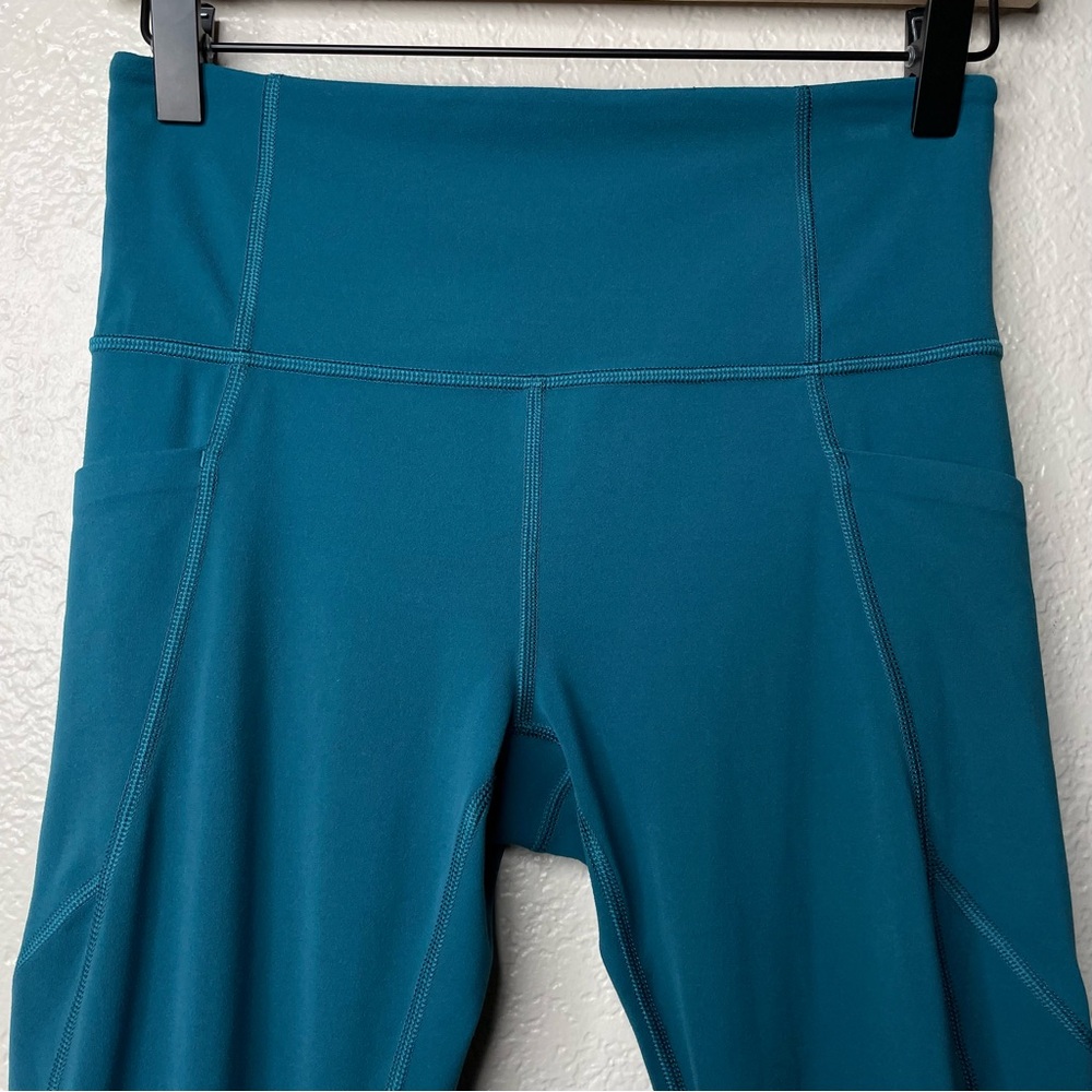 Athleta Blue Workout Leggings Crop 3 Pockets - Picture 3 of 12